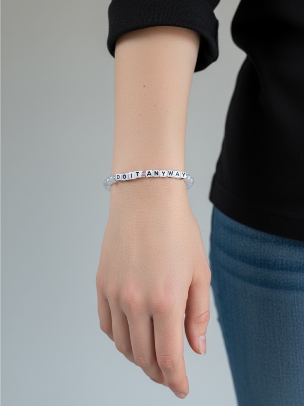 10/14 Silver 'DO IT ANYWAY' Beaded Message Bracelet - Women